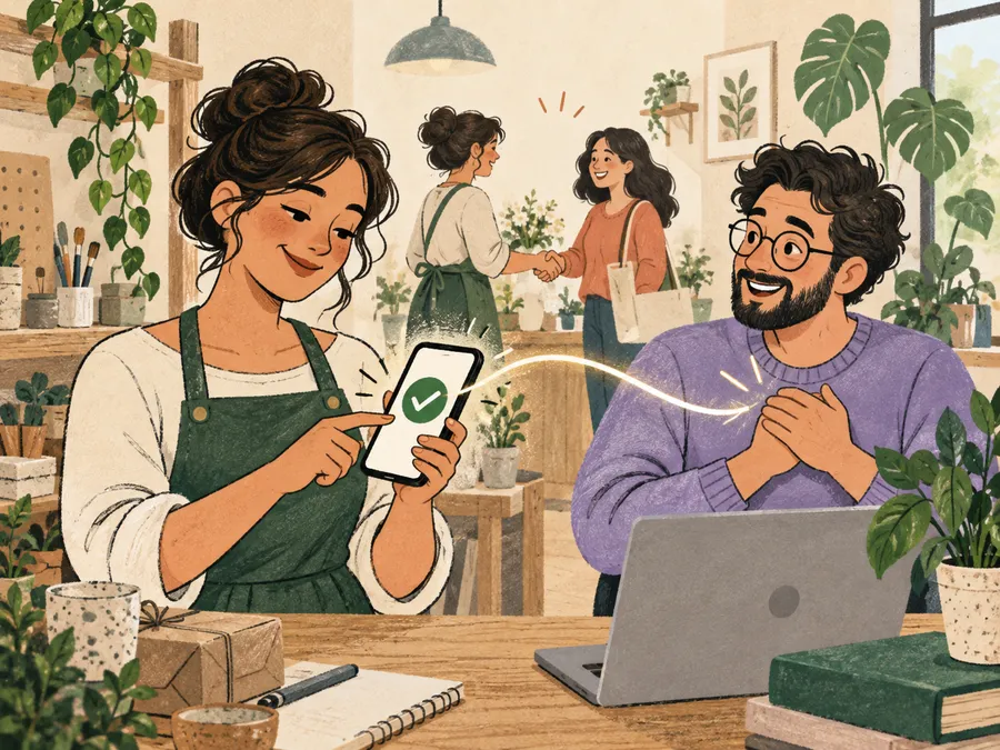Un professionnel partage une information sur une demande depuis son téléphone