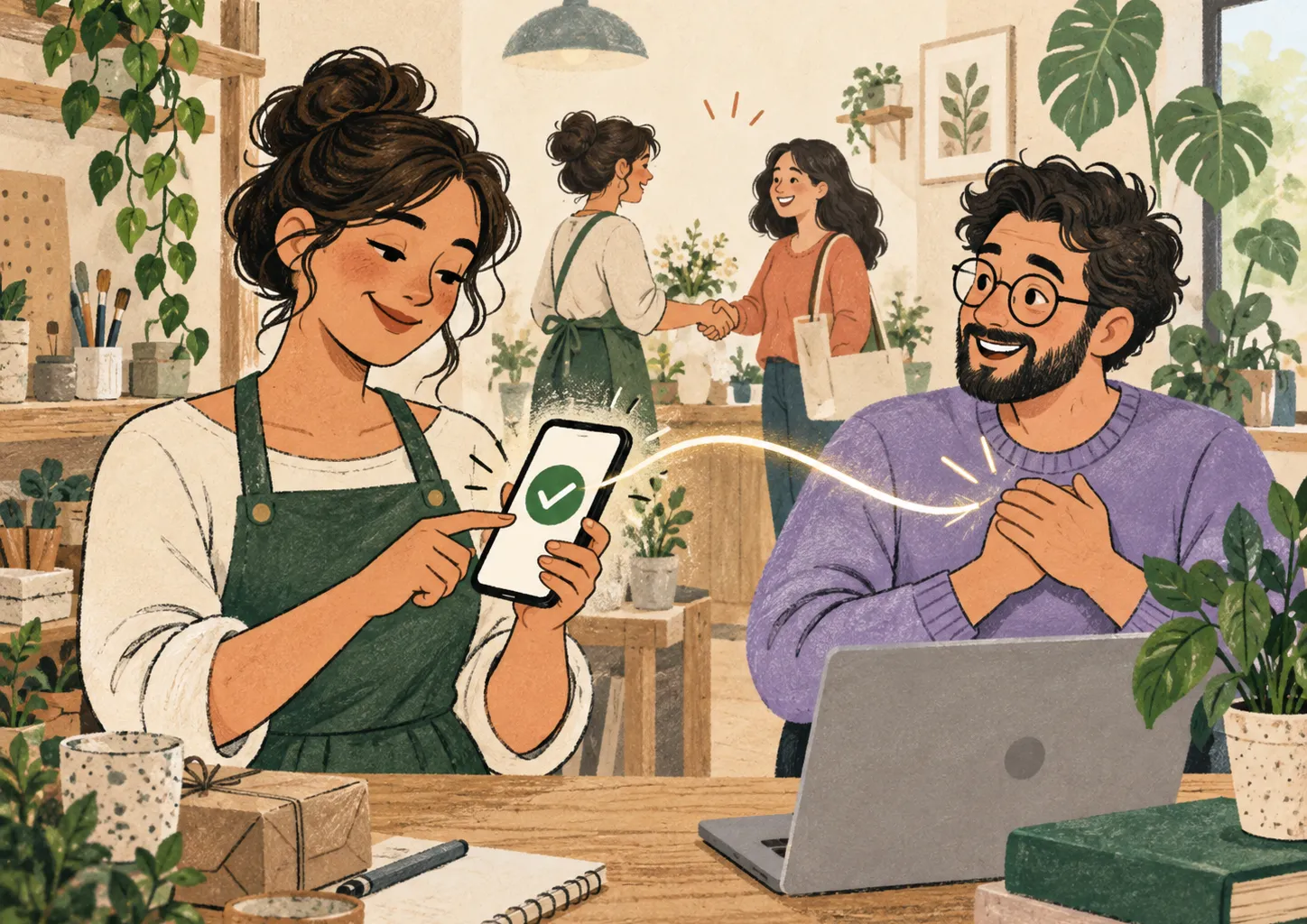 Un artisan confirme simplement une vente depuis son téléphone