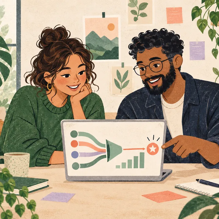 Un consultant partage un dashboard de résultats avec sa cliente